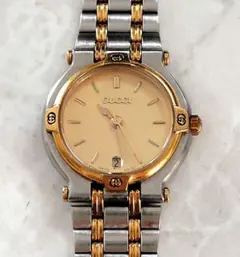 稼働 GUCCI 腕時計 9000L レディース コンビ 新品電池 3257 - メルカリ