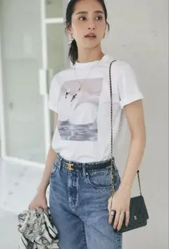 新品　スワンモチーフ プリントTシャツ ホワイト　セブンテンバイミホカワヒトのサムネイル
