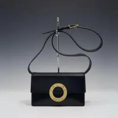 CELINE セリーヌ サークルロゴ フラップ ショルダーバッグ 黒