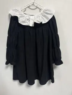 コーデュロイ　襟　フリル　ワンピース　100サイズ　ブラック