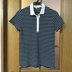 UNIQLO 半袖ポロシャツ L ネイビーとホワイトストライプ