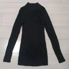 無印良品　首元がチクチクしにくいハイネックリブ編み長袖セーター XL　黒