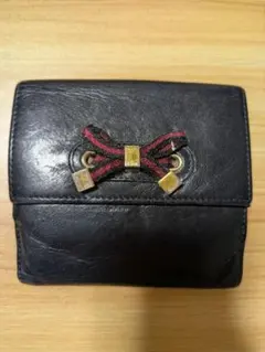 「GUCCI」 黒 レザー 二つ折り財布