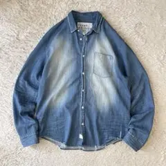 フランクアンドアイリーン 美品 LUKE デニムシャツ M ダメージ加工