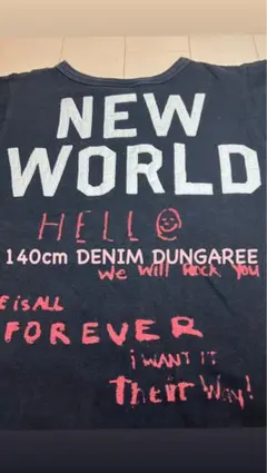 140cm かわいいDENIM DUNGAREE ブラックTシャツのサムネイル