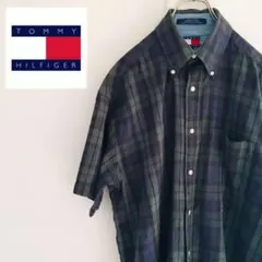 【90s古着】トミーヒルフィガー半袖BDシャツ 刺繍ロゴ