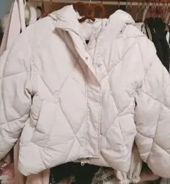 GRL グレイル ショートダウンジャケット フード付き アイボリー