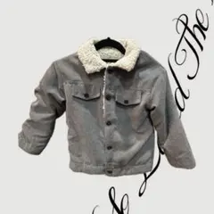 グレー ボア襟付きジャケット