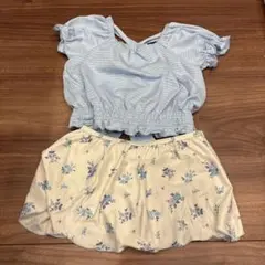 アプレレクール　水着　110 花柄ホルターパフスリーブセパレート水着