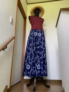 浴衣リメイク 波　ガウチョパンツ