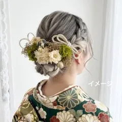 髪飾り【6542】ヘッドパーツ　プリザーブドフラワー　結婚式　成人式　卒業式　袴