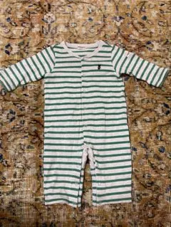 ミキハウス ロンパース 緑と白のストライプ