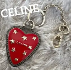 希少！CELINE セリーヌ ハート型チャーム バッグチャーム 赤×シルバー