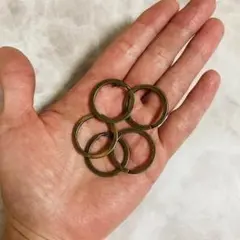 真鍮 25mm 二重リング５個 セットキーホルダー キーリング