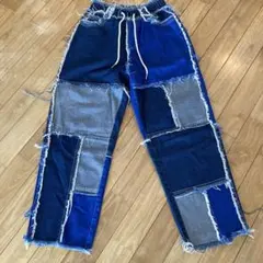 パッチワークデニムパンツ