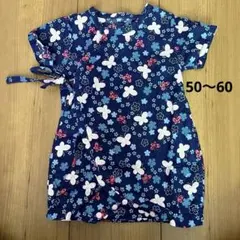 ネイビー 蝶と花柄 甚平 50〜60 ベビー服
