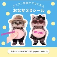 4点セット 当店オリジナルデザイン クリアステッカー お腹シール 3dシール