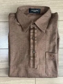 DESTINARE UOMO 長袖シャツ ヘリンボーン柄 ブラウン