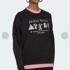 新品！adidas Disney コラボ黒レディースＳトレーナー アディダス