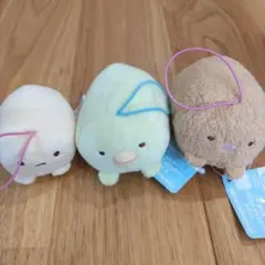すみっコぐらし ぬいぐるみマスコット3点セット（タピオカ　ペンギン　とんかつ）