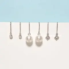 シンプルピアス3点set☆silver