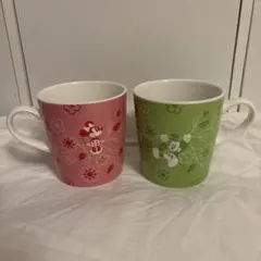 Disney ミッキー&ミニー花柄　マグカップ　2個セット