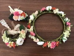 花冠　ブートニア　リストブーケ　ブライダル　ヘッドドレス　造花