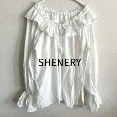 SHENERY コットンボイル フリルブラウス　オフホワイト FREEのサムネイル