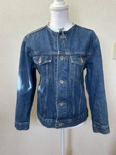 JEANASIS ノーカラーデニムジャケット F フリーサイズ ダメージ加工