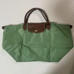 ロンシャン　緑色ナイロン トートバッグ