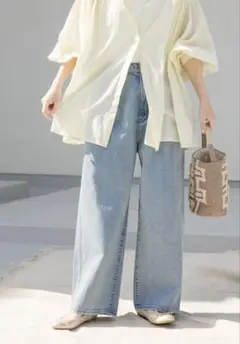 2タックギャザーデニムパンツ