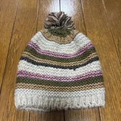 ZARA ポンポン付きニット帽 マルチカラー