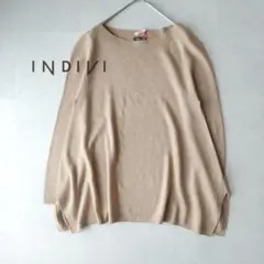 カシミヤ混合 INDIVI オーバーシルエットクルーネックニットプルオーバー