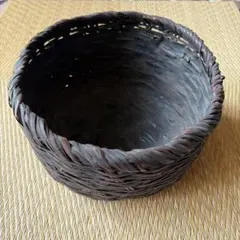 茶道具 竹籠 墨入れ 民芸