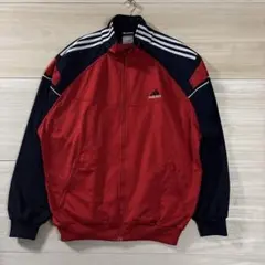 adidasアディダス トラックジャケット 赤×黒 古着 XL ビック　サッカー