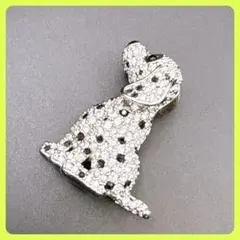 ✨極美品✨スワロフスキー SWAROVSKI水玉ドット犬型ブローチ コサージュ✧
