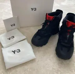 Y-3 ハイカットスニーカー ブラック/レッド