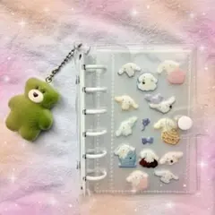 A7 リフィル付きシール帳ホワイトクリアバインダー＋リフィルボンボンドロップ