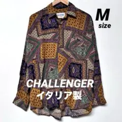 CHALLENGER 長袖オープンカラーシャツ バンダナ 総柄 イタリア製 M
