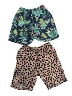 ブリーズ　葉柄・ヒョウ柄 100cm ハーフパンツ 2枚組