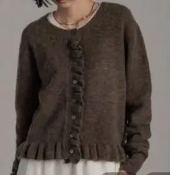 〜1/12期間限定価格　LOWRYS FARM フリルカーディガン ブラウン