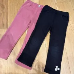 キッズ ロングパンツ 2本セット ピンク ブラックのサムネイル