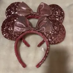 ディズニー　カチューシャ　2個セット　スパンコール　ピンク　リボン