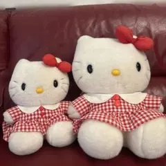 【激レア】ハローキティぬいぐるみ　赤チェックワンピース　レトロ　当時物 激レア】ハローキティぬいぐるみ 赤チェックワンピース レトロ 当時物