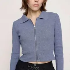 ZIP UP CUT RIB TOPS ジップ アップ カット リブ トップス