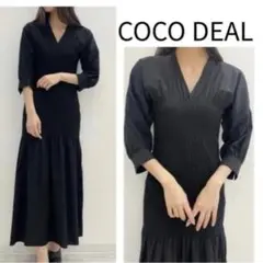 美品 COCO DEAL シャーリング デザイン ロング ワンピース ブラック