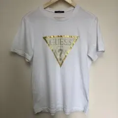 GUESS Tシャツ ロゴTシャツ　ホワイト&ゴールドのサムネイル