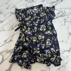 花柄コットン甚平 ネイビー 70cm