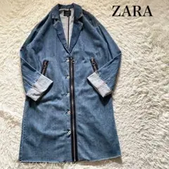 ZARA デニムコート チェスターコート ジッパー ロールアップ M