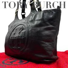 【ヴィンテージ】トリーバーチ　トートバッグ　オールレザー　ビッグロゴ　黒　肩掛け